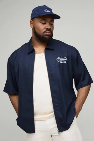 Boohoo Plus Oversized Zip Through Soft Twill Homme Overshirt - - 3XL