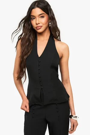 Boohoo Womens Halterneck Button Detail Waistcoat - - 14