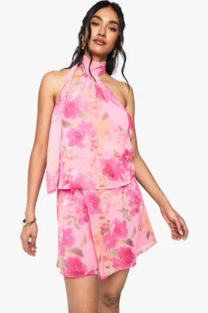 Boohoo Womens Floral Chiffon Scarf Detail Mini Dress - - 16