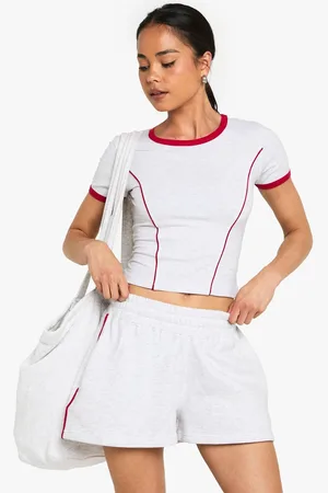 Boohoo Womens Piping Detail T-shirt And Short Tracksuit - - M