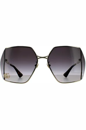 Gucci Womens Square Gold Grey Gradient Sunglasses - - One Size