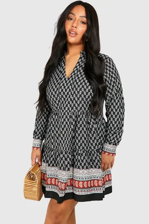 Boohoo Womens Plus Paisley Tiered Smock Dress - - 16