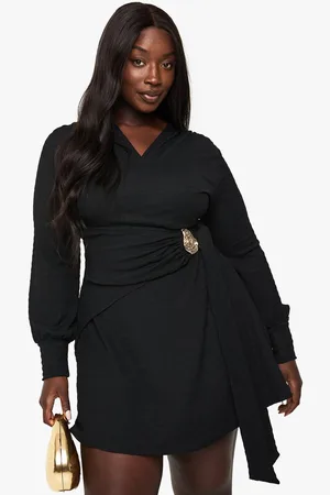 Boohoo Womens Plus Textured Trim Detail Wrap Dress - - 26