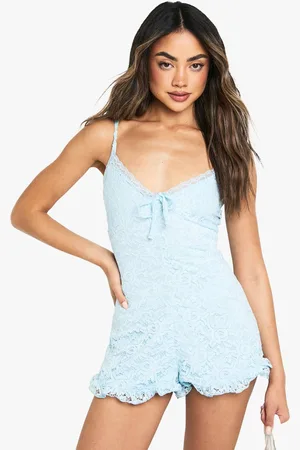 Boohoo Womens Lace Strappy Frill Trim Playsuit - - 10