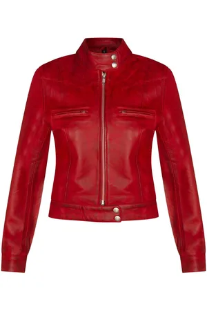 Infinity Womens Plain Leather Moto Biker Jacket-Braga - - 18