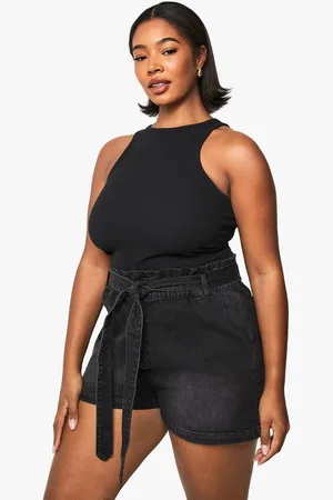 Boohoo Womens Plus Paperbag Waist Denim Short - - 18