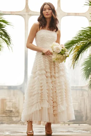 Needle & Thread Hattie Ruffle Strapless Ankle Gown UK 14