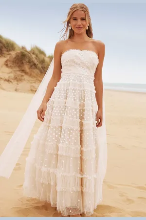 Needle & Thread Dot Shimmer Tiered Strapless Ankle Gown UK 4