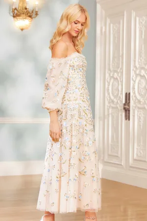 Needle & Thread Posy Pirouette Off-Shoulder Ankle Gown UK 8
