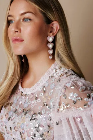 Needle & Thread Sweetheart Rose Drop Earrings One Size