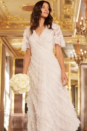 Needle & Thread Spiral Sequin V-Neck Ankle Gown UK 18