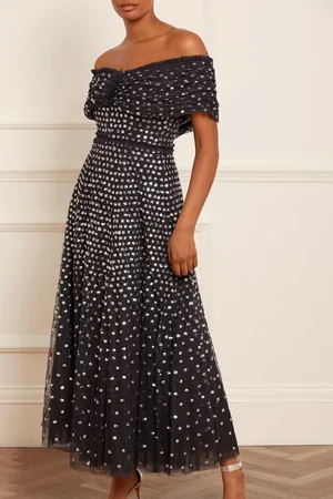 Needle & Thread Grace Gloss Off-Shoulder Ankle Gown UK 12