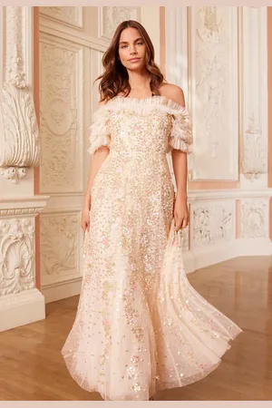 Needle & Thread Confetti Ruffle Off-Shoulder Ankle Gown UK 20