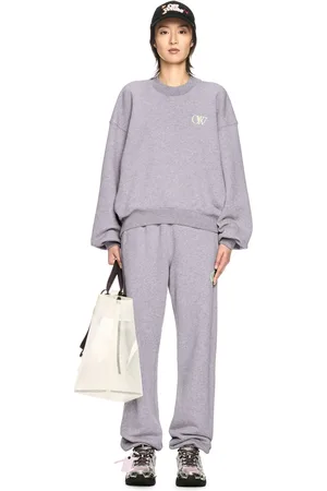 OFF-WHITE Gray Embroidered Ow Sweatshirt - Female Sweatshirts L