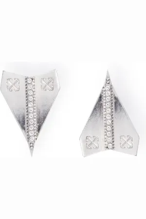 OFF-WHITE Silver Paper Plane Earrings - Male Earrings Qt