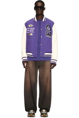 OFF-WHITE Time Leather/wool Varsity Jacket - Male Coats And Jackets 46