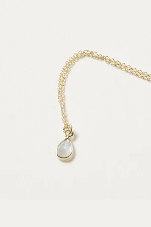 Oliver Bonas Auden White Moonstone & Gold Plated Drop Pendant Necklace