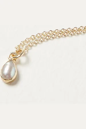 Oliver Bonas Auden Gold Plated Pearl Drop Pendant Necklace