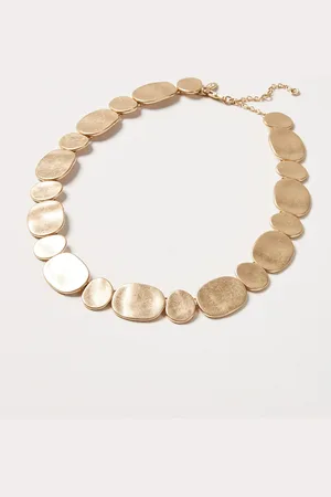 Oliver Bonas Lud Pebble Link Gold Tone Collar Necklace