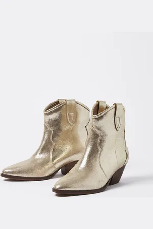 Oliver Bonas Metallic Leather Western Cowboy Boots, size UK 7