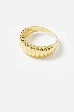 Oliver Bonas Anthia Ribbed Texture Plated Ring, size 50