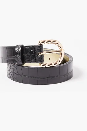 Oliver Bonas Faux Croc Twist Buckle Leather Jeans Belt, size S