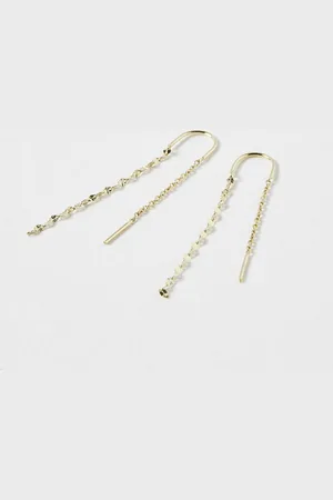 Oliver Bonas Renata Interest Thread Through Plated Chain Earrings