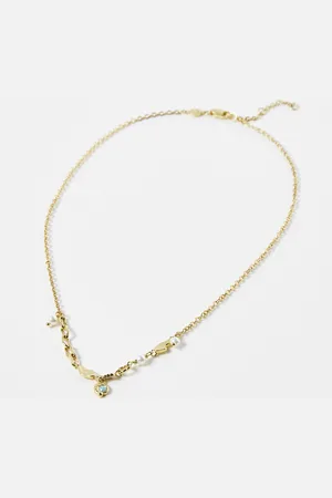 Oliver Bonas Aadi Opalite & Pearl Plated Collar Necklace