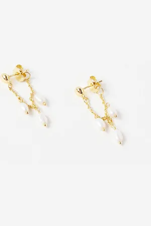 Oliver Bonas Ostara Gold Plated Freshwater Pearl Drop Earrings