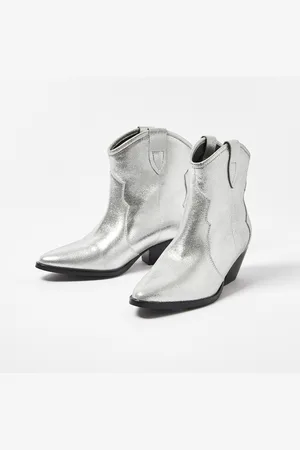 Oliver Bonas Metallic Leather Western Cowboy Boots, size UK 3