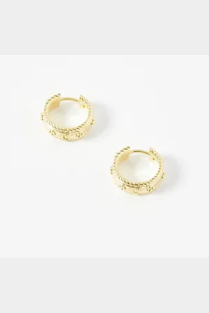 Oliver Bonas Erato Twist Engraved Plate Hoop Earrings