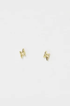 Oliver Bonas Tama Engraved Lightning Bolt Plated Stud Earrings