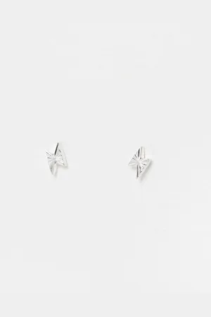 Oliver Bonas Tama Engraved Lightning Bolt Stud Earrings