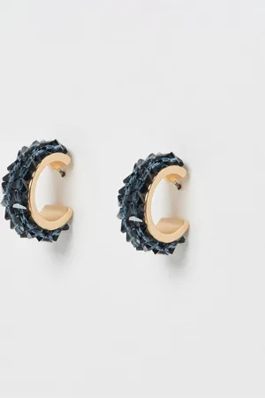 Oliver Bonas Adoria Black Bead Hoop Earrings