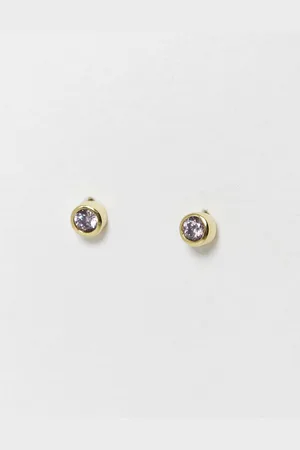Oliver Bonas Abigail Purple Gold Plated Stud Earrings