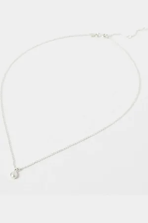 Oliver Bonas Auden Freshwater Pearl Drop Silver Pendant Necklace