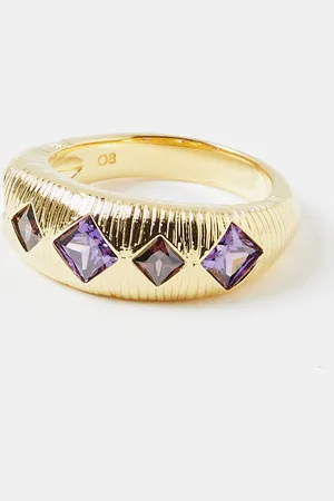 Oliver Bonas Bertie Chunky Ridged Gold Plated Statement Ring, size 52