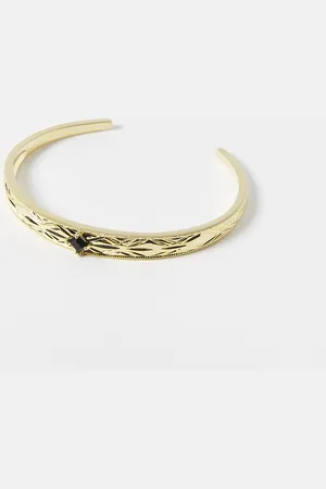 Oliver Bonas Bethan Black Onyx Gold Plated Starburst Bangle