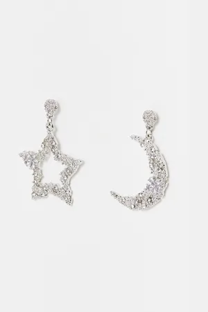 Oliver Bonas Hollis Mismatch Star & Moon Drop Statement Earrings