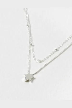 Oliver Bonas Sky Star Charm Silver Layered Necklace