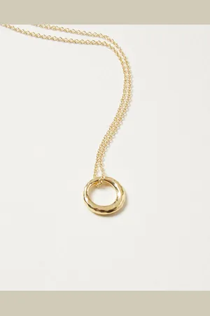 Oliver Bonas Sasha Textured Ring Gold Plated Pendant Necklace