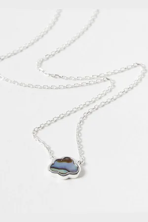 Oliver Bonas Day Dreamer Paua Shell Cloud Silver Pendant Necklace