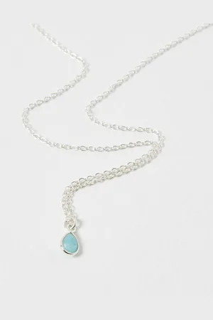 Oliver Bonas Auden Amazonite Drop Silver Pendant Necklace