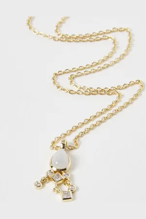 Oliver Bonas Josephine Moonstone Gold Plated Pendant Necklace