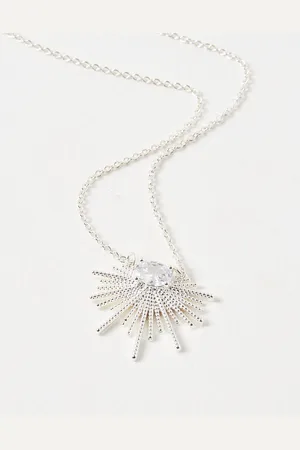 Oliver Bonas Twisted Bar Fan & Gem Detail Necklace