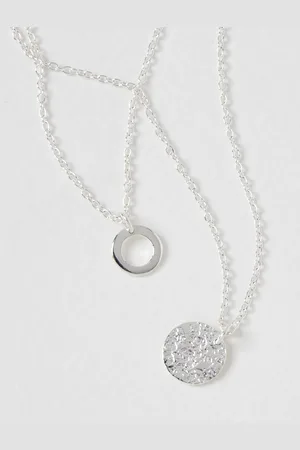 Oliver Bonas Anatola Textured Disc Silver Layered Necklace
