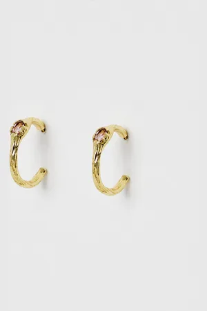 Oliver Bonas Leora Molten Rhodolite Gold Plated Hoop Earrings