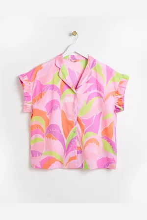 Oliver Bonas Abstract Palm Top & Shorts Pyjama Set, size 16