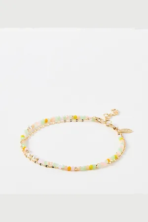 Oliver Bonas Cove Pastel Beaded Faux Pearl Layered Anklet