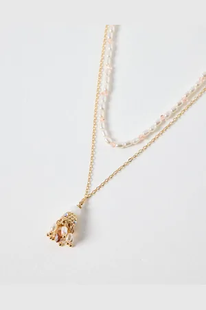 Oliver Bonas Gigi Bead & Faux Pearl Cluster Layered Necklace